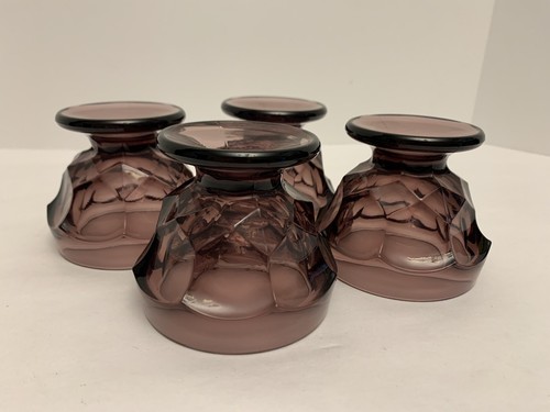 4 Viking Glass Amethyst Georgian Pattern Footed Sherbet Custard Dessert Cups - Picture 4 of 8