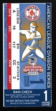 2003 ALDS Game 3 Ticket Boston Red Sox Vs Oakland A's Nixon Walk-Off Home Run *