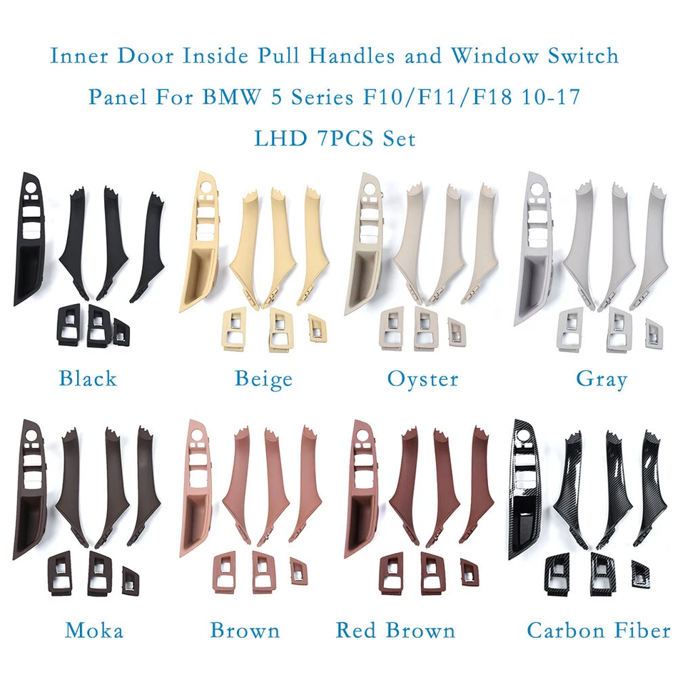 7PCS Inside Pull Handles & Window Panel Black Trims For BMW 5 Series 10-17 LHD - Image 4 of 4