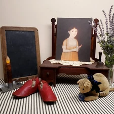 GIRL WITH BIRD PORTRAIT SHABBY COLONIAL PRIMITIVE VICTORIAN VINTAGE STYLE SIGN