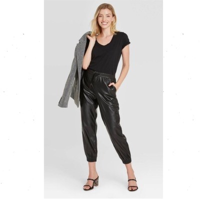 A New Day Pull On Faux Leather Joggers 