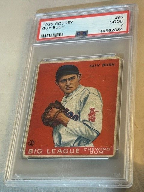 1933 GOUDEY #67 GUY BUSH PSA GOOD 2 CHICAGO CUBS BASEBALL CARD.