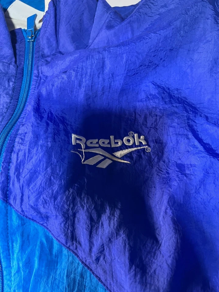 Chaqueta cortavientos Reebok Track Warm Up años 90 retro azul a rayas talla L Foto 2 de 4