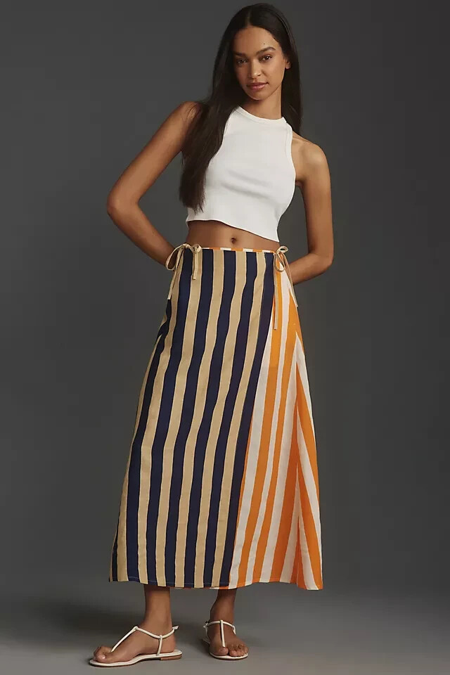 Ameri　RILEY HOROSCOPE SKIRT Ambrosia Floral Applique Midi Skirt
