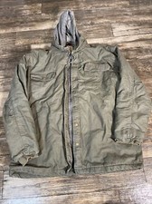 Dickies Jacket Mens 2XL Work Utility Canvas Green Hooded Zip Snap Insulated