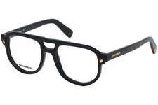 DSQUARED2 DQ5272 005 Black Plastic Aviator Optical Eyeglasses Frame 53-18-145 RX