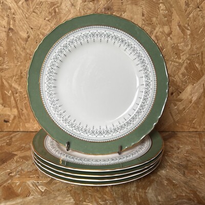 5 Vintage Royal Worcester Regency grün Salat Dessert Teller 20 cm