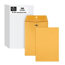 Quality Park 6x9 Heavyweight Clasp Envelopes 100 Pack Brown Kraft Privacy Mai...