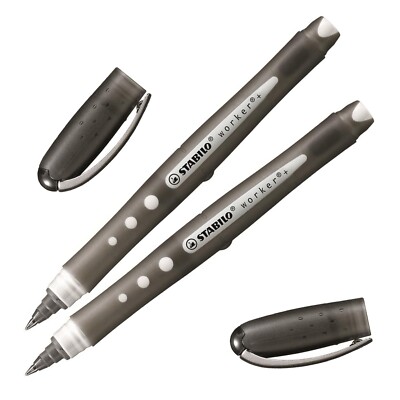 STABILO Worker + bunte schwarze Tintenroller Gel Stifte - DOPPELPACK - UK Verkäufer