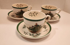 Spode England Christmas Tree Coffee Tea Cup and Saucer Set S3324 Lot Of 3