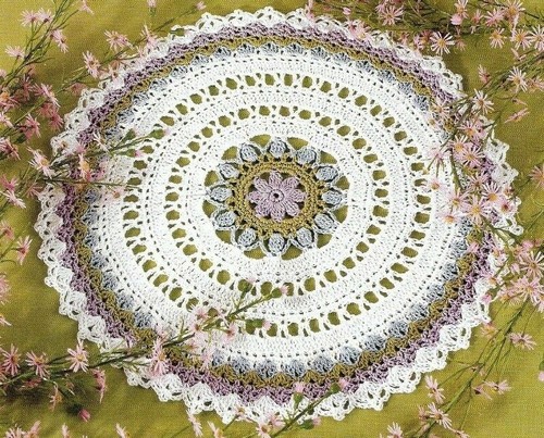 FLOWER WHEEL DOILY 12" HOME DECOR CROCHET PATTERN INSTRUCTIONS