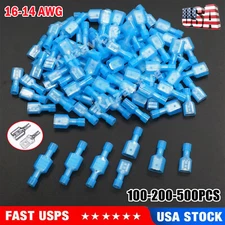 100/500Pcs 16-14 AWG Insulated Male Female Spade Terminals Crimp Wire Connectors