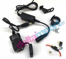 Doppia Presa USB Moto 12V Impermeabile Manubrio/Piastra Interruttore fusibile