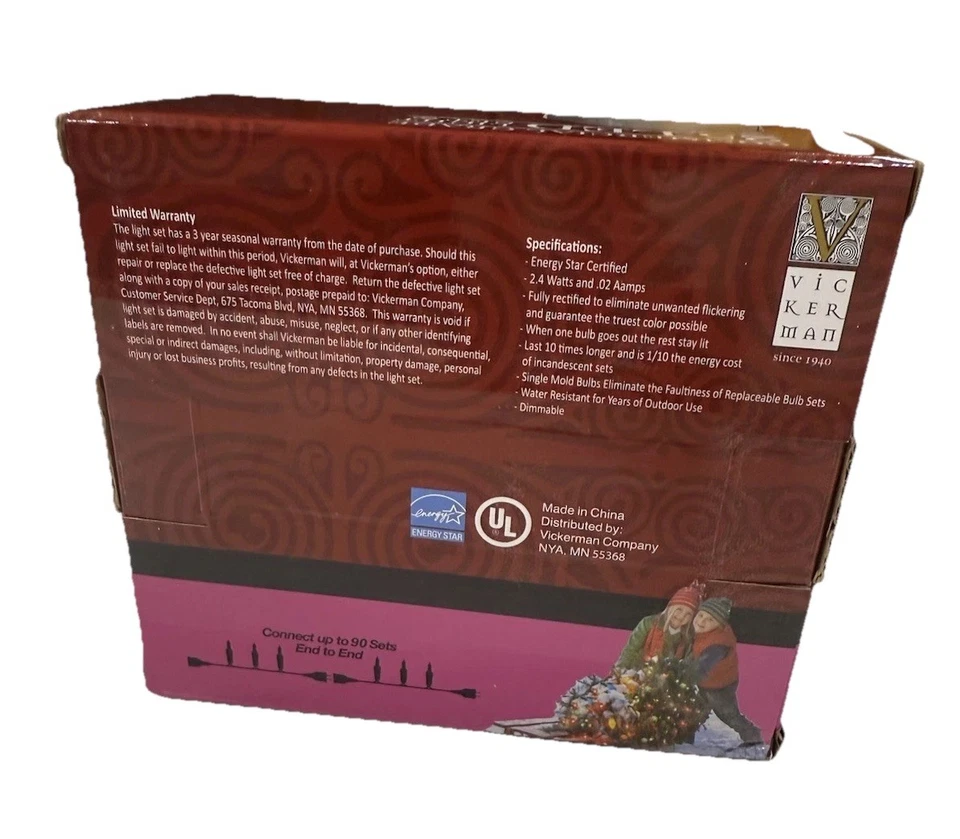 Case of 8 - Vickerman Commercial Grade 25 LED C7 Christmas Lights - 200 Lights - Image 2 of 4