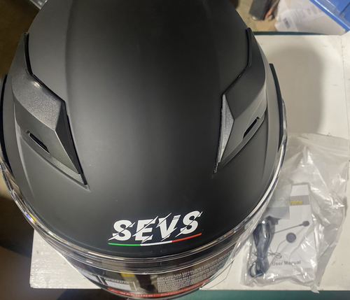 SEVS-90 DOT Motorcycle Helmet w/ Bluetooth Wireless Headset – Matte Black S - Picture 2 of 7