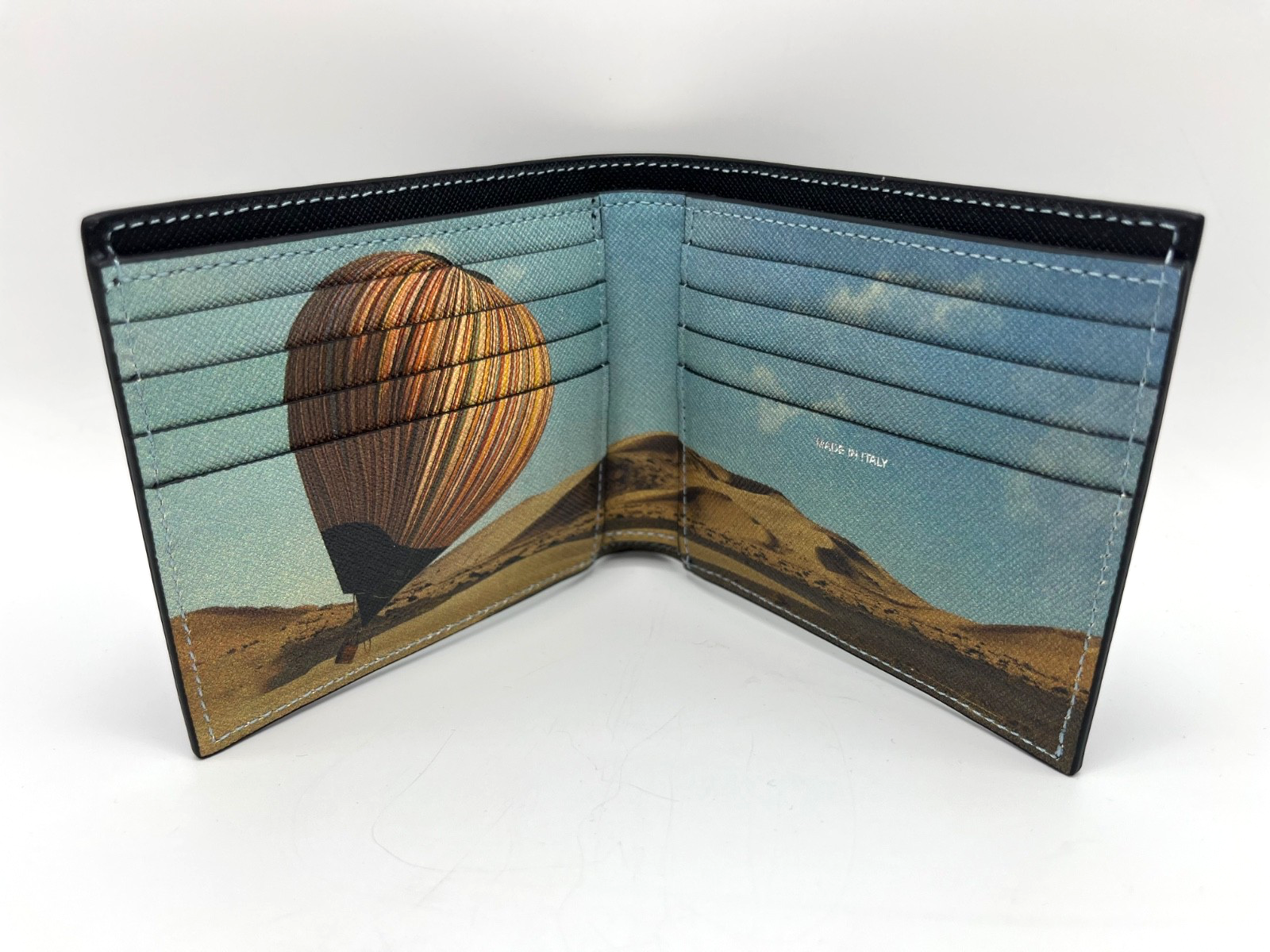 Paul Smith Signature Stripe Balloon Billfold Black Leather Wallet