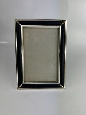 Bilderrahmen Silber Chrom mit blauer Kunstledereinlage - 18 x 13 cm