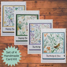 DIY Card Kit  Set of 4 A2 Handmade-Style Cards | Stampin’ Up! Hand Penned DSP