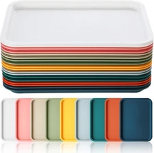 18 Pcs Plastic Fast Food Trays Bulk Colorful Restaurant Serving Cafeteria School