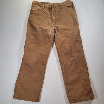 Walls Blizzard Pruf Insulated Work Pants 36 Tall Brown Canvas Thinsulate USA Vtg