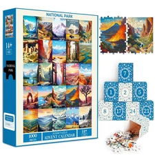 National Park Puzzle Advent Calendar 2025 for Adults  Teens, 1000 Pieces Retr...