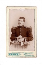 CDV Foto Soldatenportrait / Soldat Regiment 154 - Verdun 1890er
