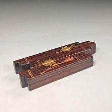 Wooden Flower Raft Shaped Incense Container Autumn Leaves Maki-e  F/S  FEDEX