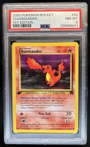 2000 Pokemon Team Rocket First Edition Charmander #50/82 PSA 8