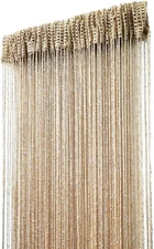 Ave Split Decorative String Curtain – 100x200cm Champagne Wall, Window & Room Di