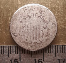 V97) 1873 Closed 3, Shield Nickel (5c), AG/G. Just Wear.
