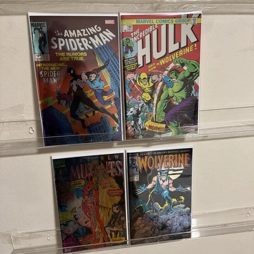MARVEL LOT FOIL FACSIMILE SET OF 4 HULK SPIDER-MAN WOLVERINE DEADPOOL NM NEW!!!