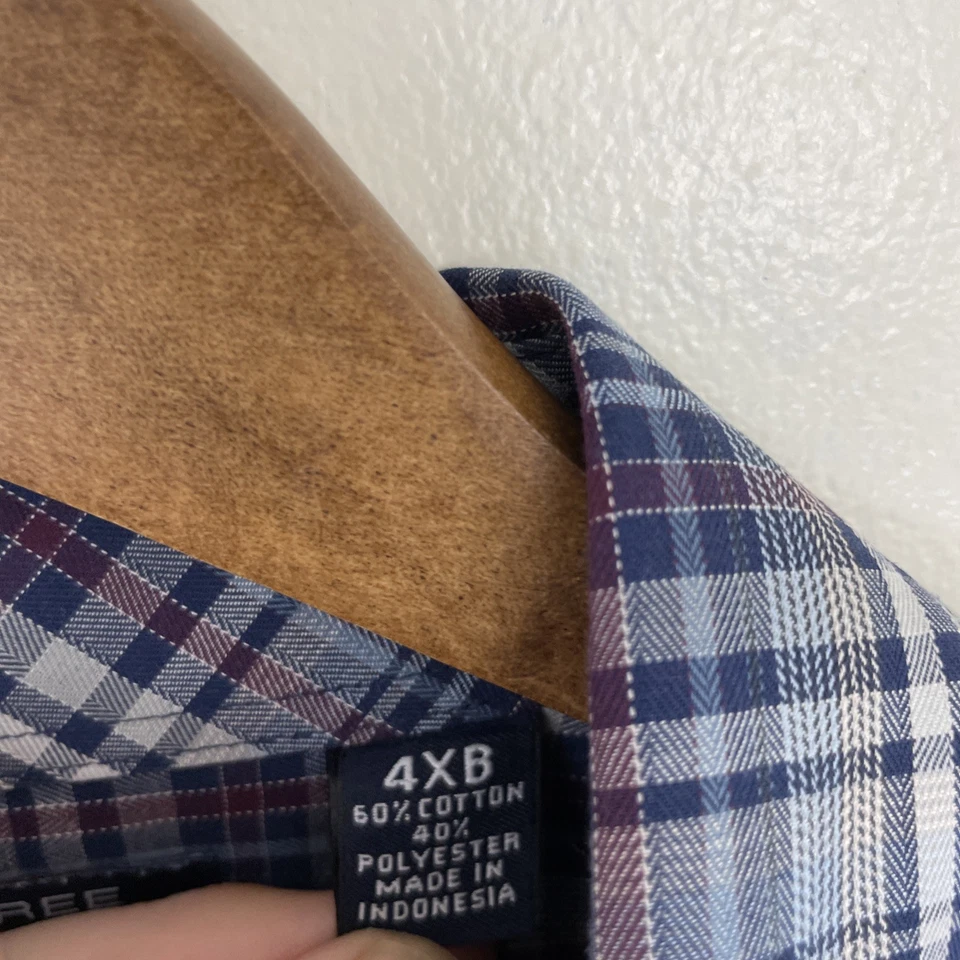 Roundtree & Yorke TravelSmart Shirt Men 4XB Big 4X Multicolor Plaid Short Sleeve - Image 4 of 4