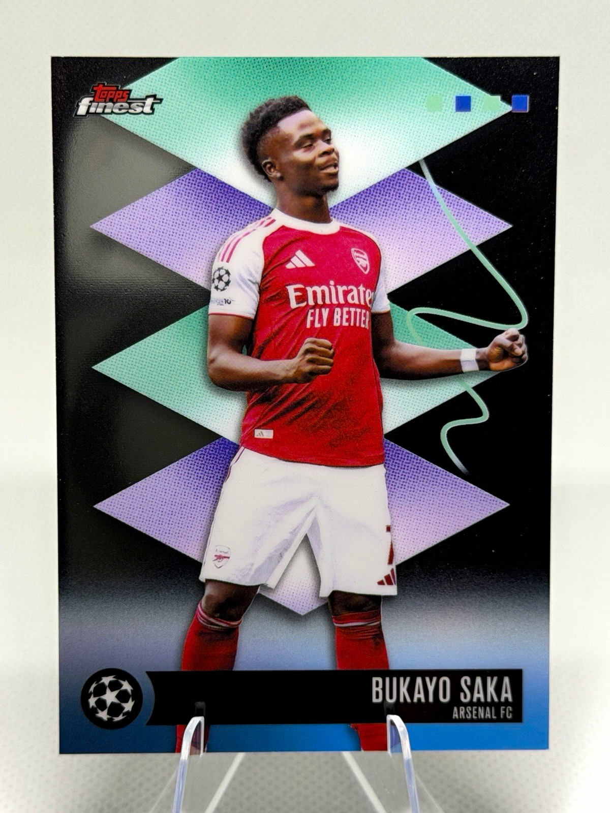 Bukayo Saka Topps Finest 2025-26 Arsenal UEFA Club Competitions #472 Rare view 1