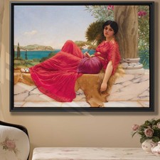 Vintage Framed Portrait Oil Painting Canvas Print Elegant Woman Wall Art Decor