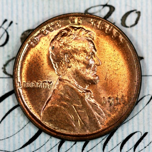 * 1918-D * PRISTINE+ BLAZING RED GEM BU MS LINCOLN WHEAT PENNY * FROM COLLECTION