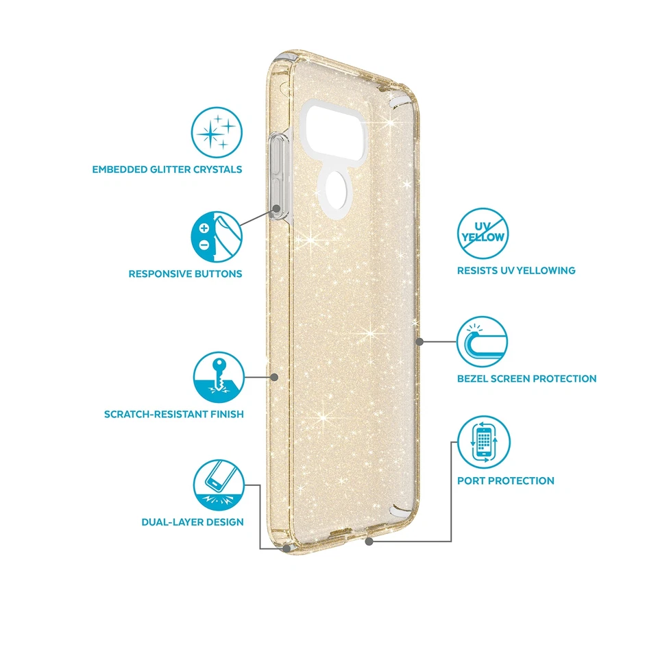 Funda para teléfono celular Speck Products Presidio para LG G6 - transparente + brillo dorado Foto 3 de 4