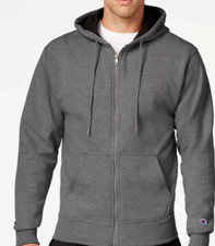 Champion Men's Powerblend Fleece Full Zip Hoodie -Gray 2XL XXL NWT