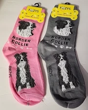 FOOZYS CANINE BORDER COLLIE DOG SOCKS DRESS CASUAL UNISEX SOX PET 2 PAIR NEW