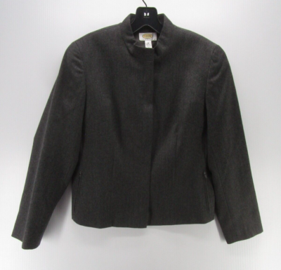 VINTAGE Talbots Jacket Women Petites 8P Gray Full Zip Blazer 