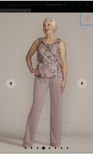 OLEG CASSINI Embroidered Chiffon Rose Wedding Attire Mother of Bride or Groom 14