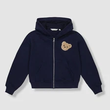 $415 Palm Angels Girls Blue Teddy Bear Zip Hoodie Sweater Size 4
