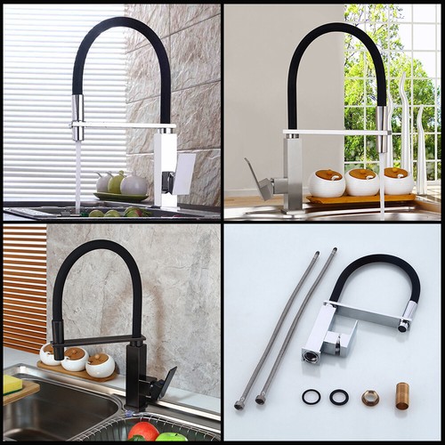 Pull Down Küchenspüle drehbare Mischbatterie 1 Griff Loch Deckmontage Messing Wasserhähne - Bild 1 von 18