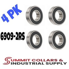 6909-2RS Ball Bearing 45mm x 68mm x 12mm Rubber Sealed Premium 4 PK 