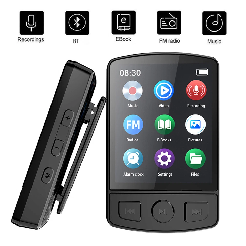 0-128GB MP4 MP3 Player Bluetooth 5.2 Lossless Music Speaker Clip FM Radio Audio - Image 2 of 4