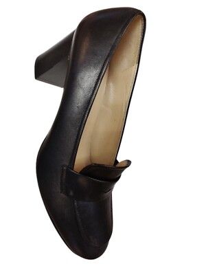 $299 Amalfi Women's Black Kendra Leather Block-Heel Pumps Shoes