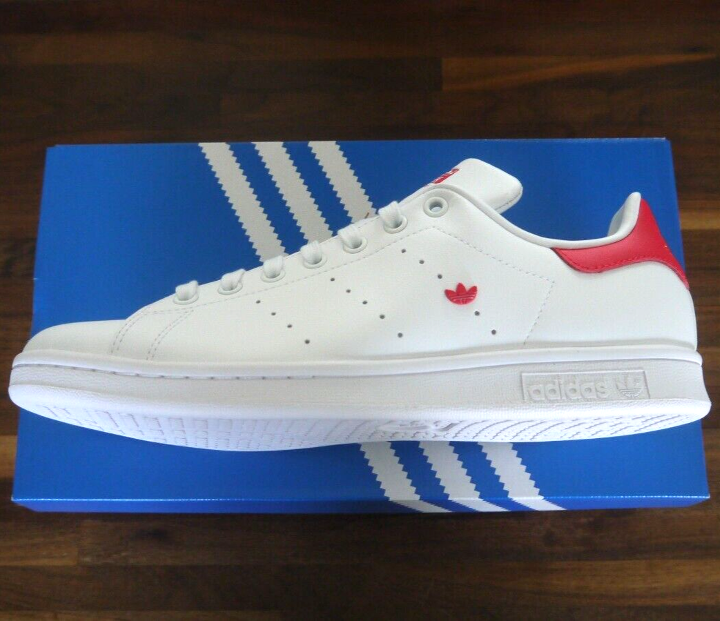 Adidas Stan Smith White/Red Leather Tennis Shoe Originals NEW