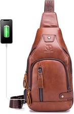 Genuine Leather Sling Bag for Men 1-brown