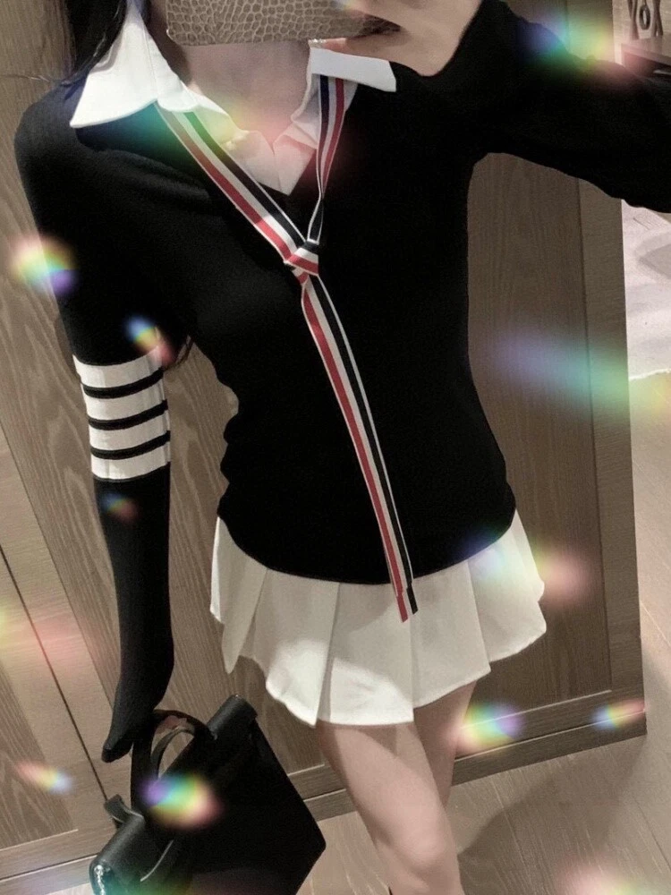 Abito donna Thom Browne in maglia a quattro barre