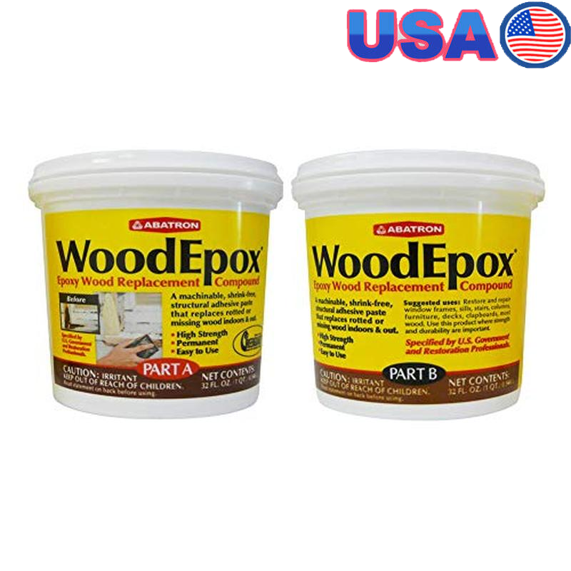2 Quart 2-Part Structural Epoxy Wood Filler Repair Kit Easy Use Safe Low VOC-image