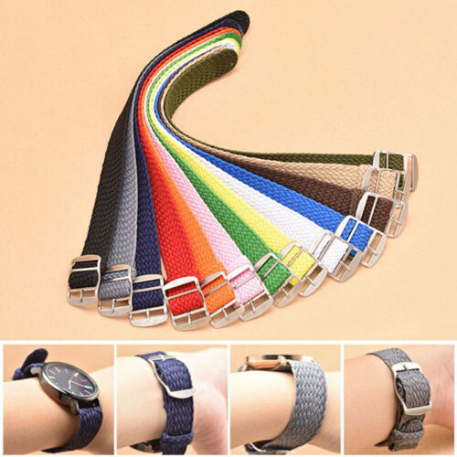 Braided Watch Band Sport Solo Loop Nylon Strap Watchband Green Blue 14mm-22mm - Picture 1 of 18